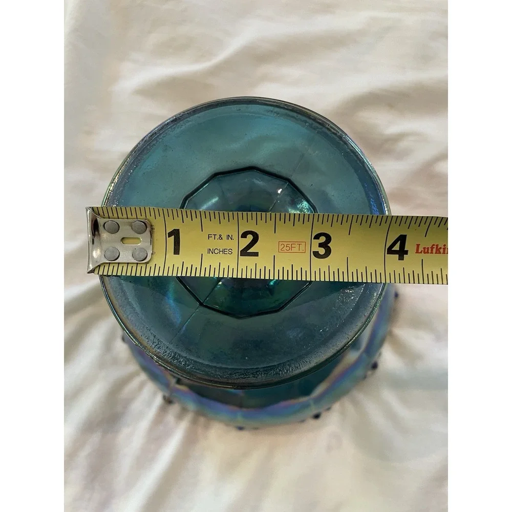 Vtg Indiana Blue Carnival Champagne Glass‎ Pedestal Compote Candy Nut Bowl Large